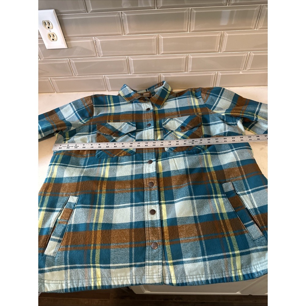 Duluth‎ Trading Free Swingin' Flannel Shirt Sz XL Blue Yellow Quilted Lining - Picture 11 of 14